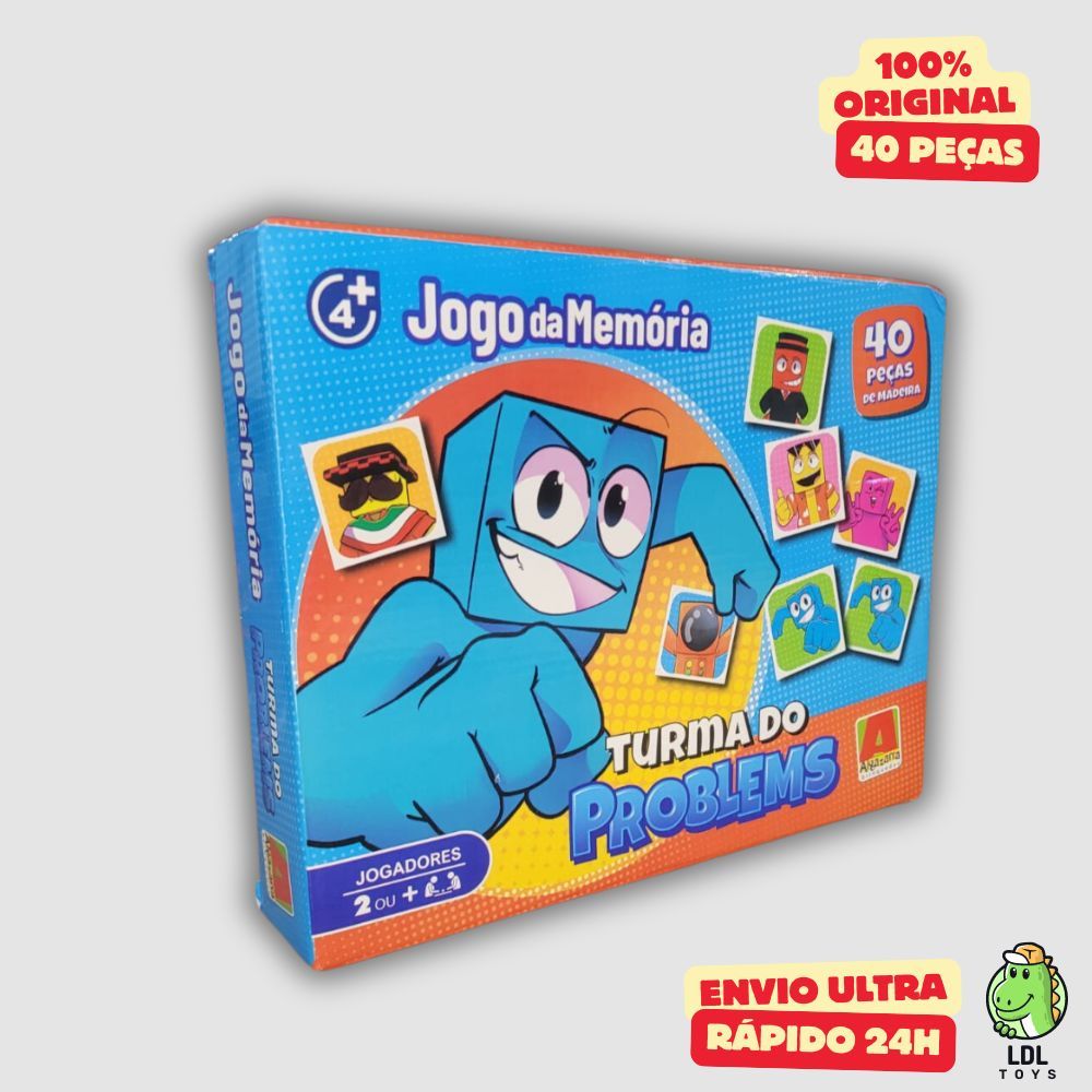 Jogo da Memória de Madeira Problems Gamer Influenciador Youtuber 40 peças Algazarra
