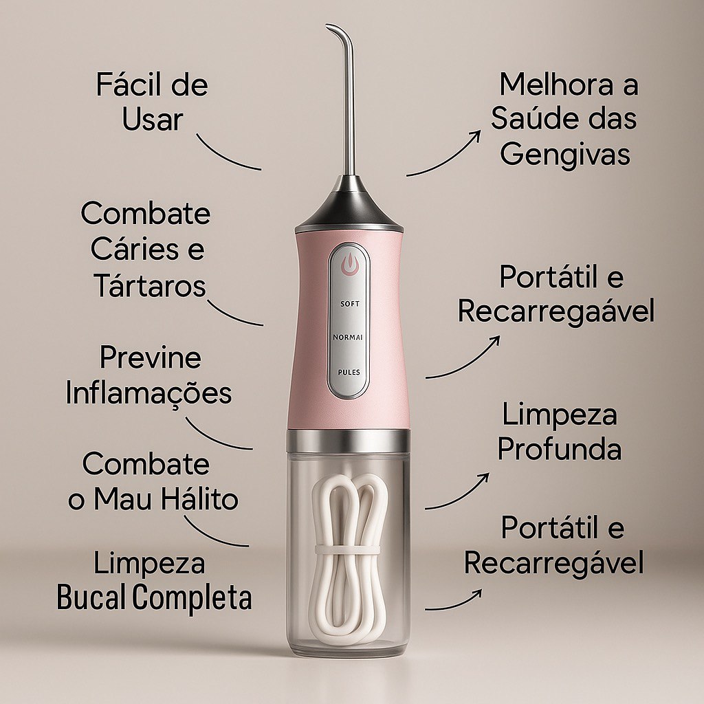 Irrigador Oral Portátil Jato De Água Recarregável