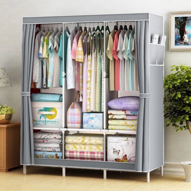 Cinzento Portátil Multifuncional Guarda Roupa Dob