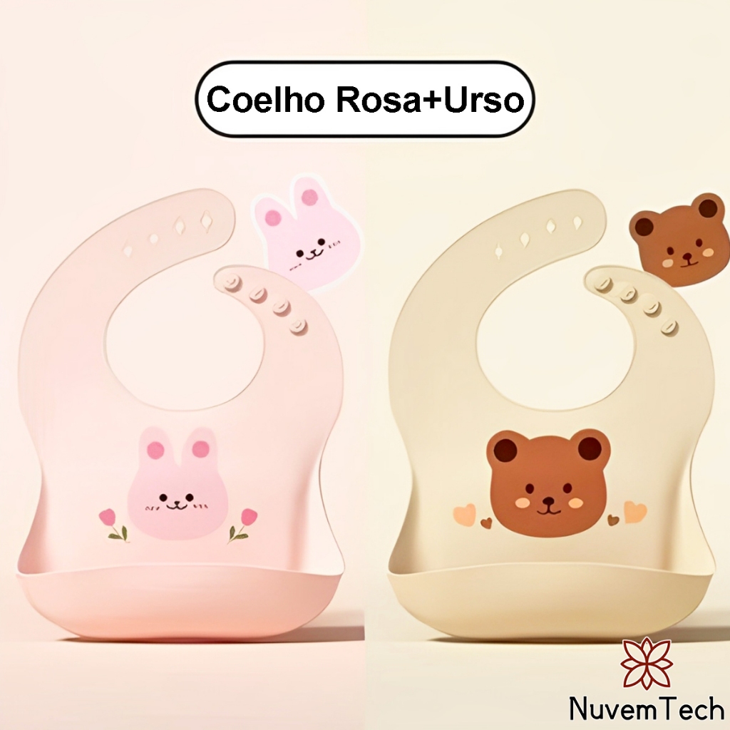 Babador Silicone Impermeável Para Bebê Infantil Cata Pega Migalhas Colorido Baby Bibs Alimentação Me