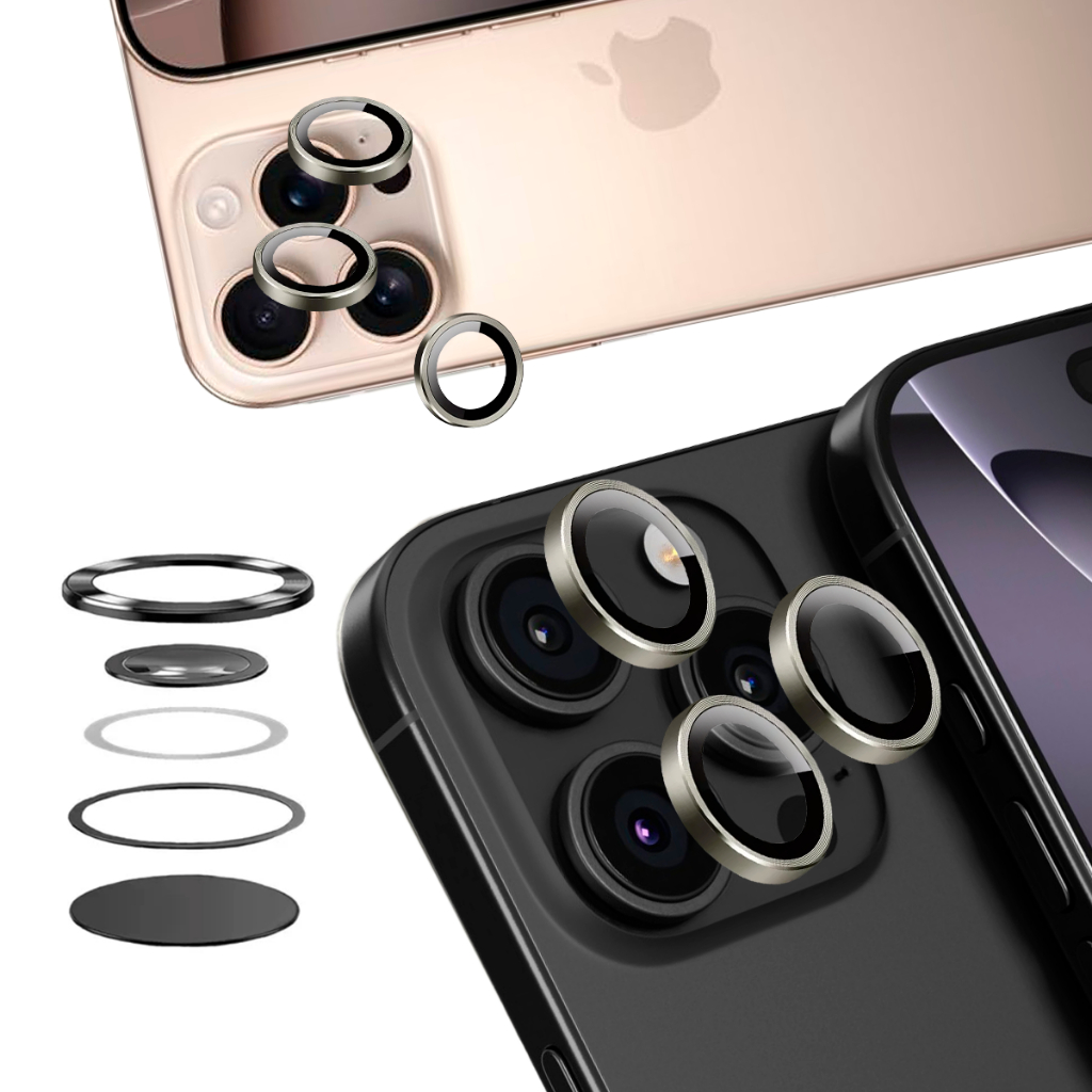 Kit Película de Proteção Lente Câmera CD P/ iPhone 11/12/13/14/15 /16 pro max – 2 / 3 Peças