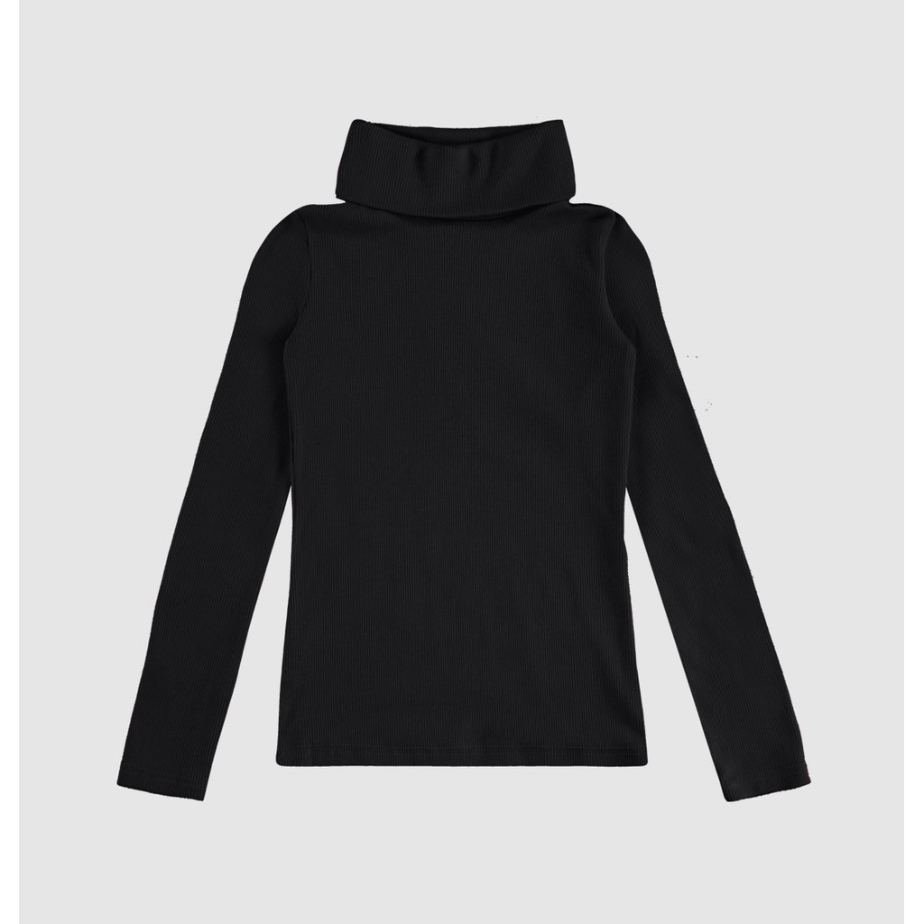 Blusa em Ribana Gola Alta Malwee Kids Preta