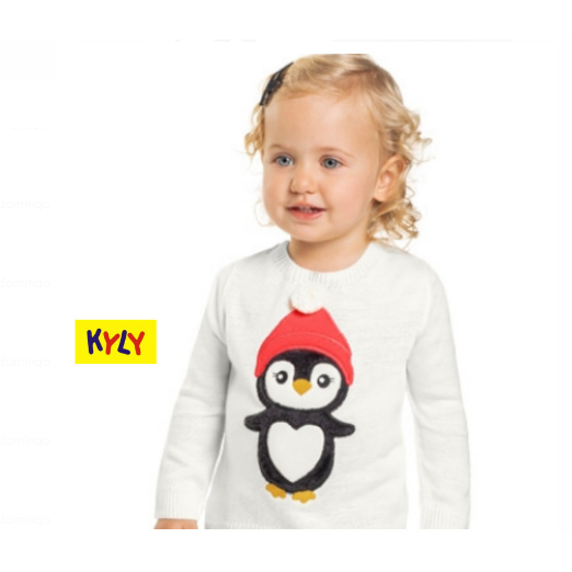 Casaco Tricot Pinguim Infantil Feminino Kyly Taman