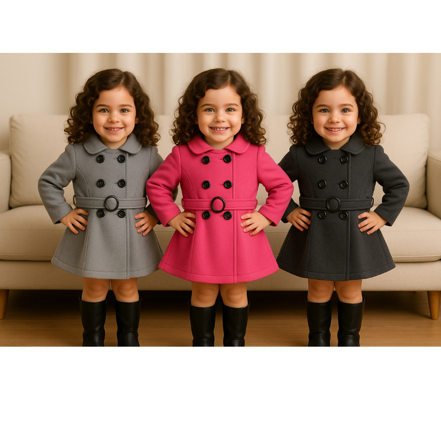 Casaco SOBRETUDO infantil Meninas Peluciado 02 ao 16 Blusa de frio quentinha MOLETOM flanelado