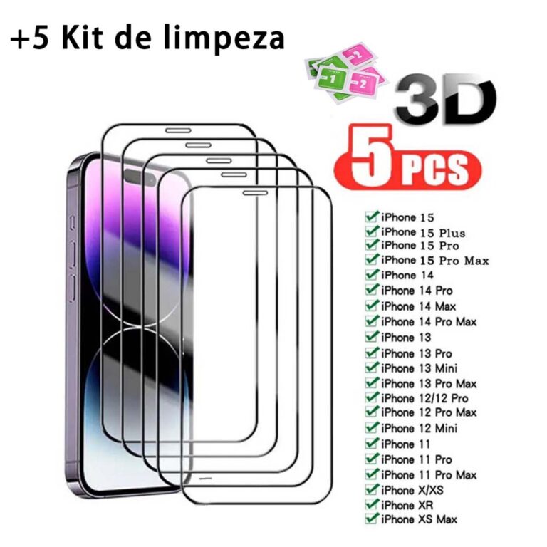 Kit 5 Película 3d para iPhone Modelo Completo Pel