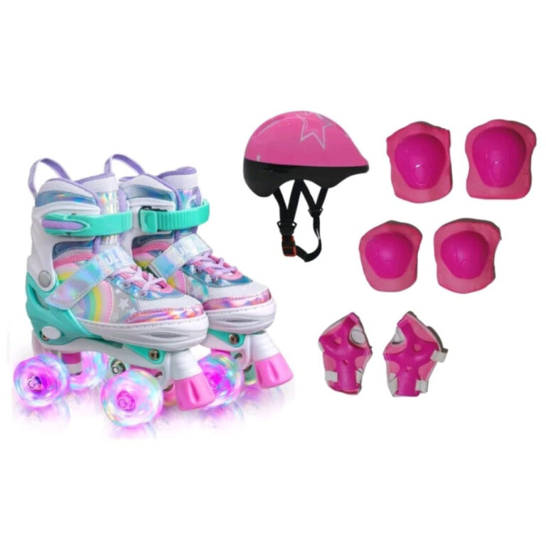 Patins Infantil Arco Íris Quad Com Ajuste De Tama