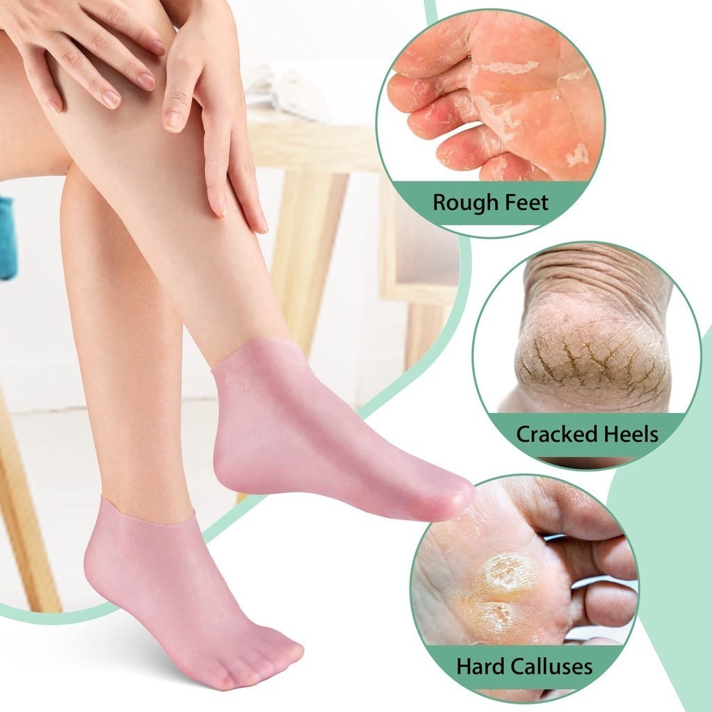 2 Pcs Meias De Silicone Para Cuidado Dos Pés Gel Hidratante Removedor De Pele Morta