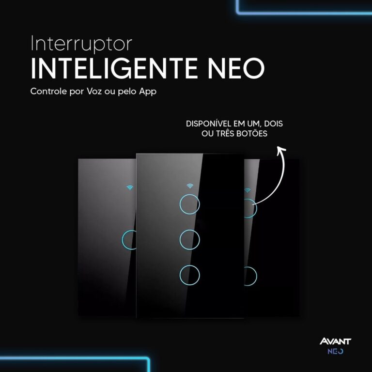 Interruptor Inteligente Touch Smart WiFi com 1, 2 