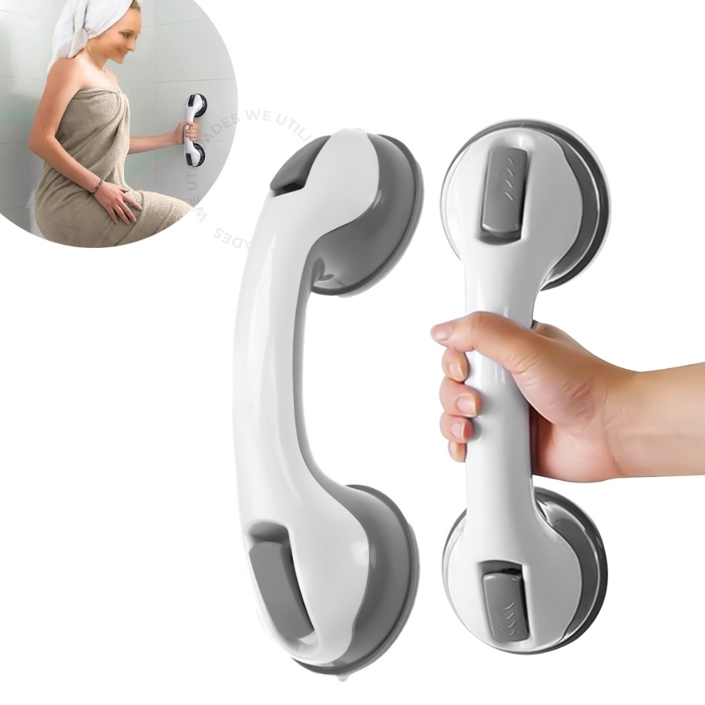 Kit 2 Barras De Apoio Banheiro Portátil Reforçadas Idosos Deficientes  Com Ventosa