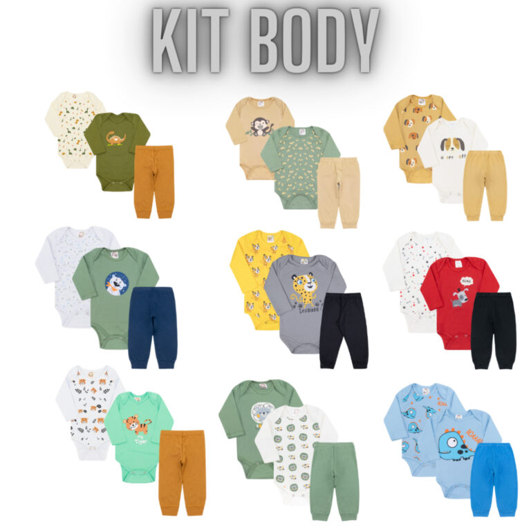 Kit Body Bebê 3 Peças Longo para bebê  Conjunto