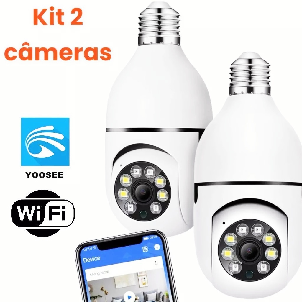 Câmera segurança a Prova Dágua IP44 wi-fi sem fio 360 aplicativo yoosee full HD  Bivolt