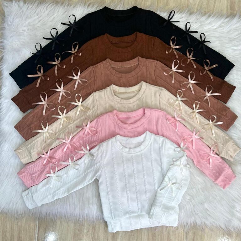 Blusa Manga Longa Com Laçinhos Elegante Infantil 