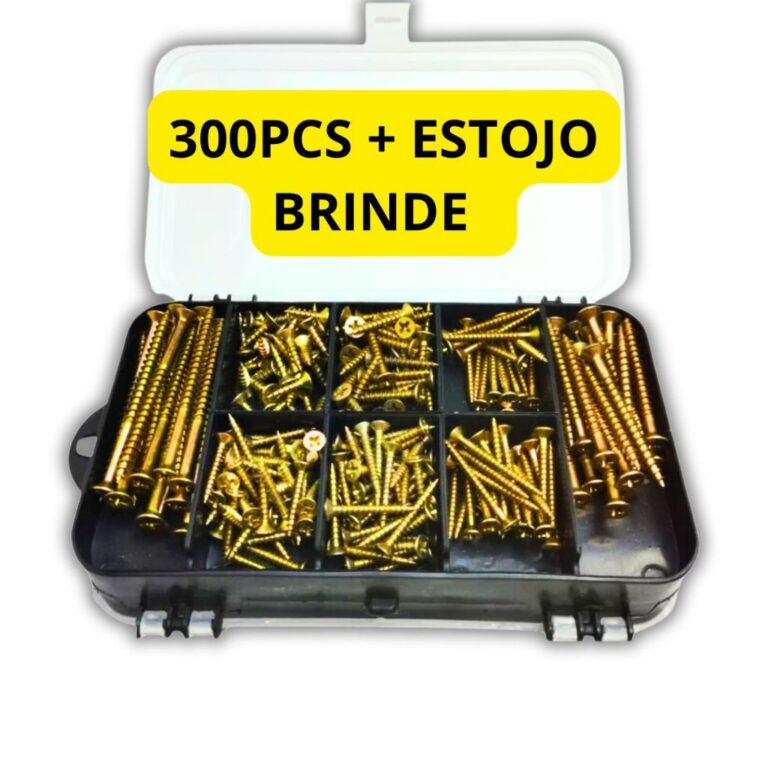 Kit 300 parafusos e buchas chipboard madeira phili