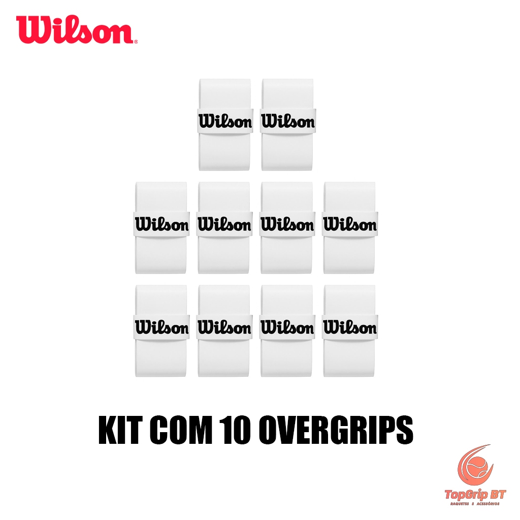 Kit Overgrip Wilson Comfort Liso Pegajoso  com 10/12/15/20 Unidades | Beach Tennis/ Tenis/ Padel