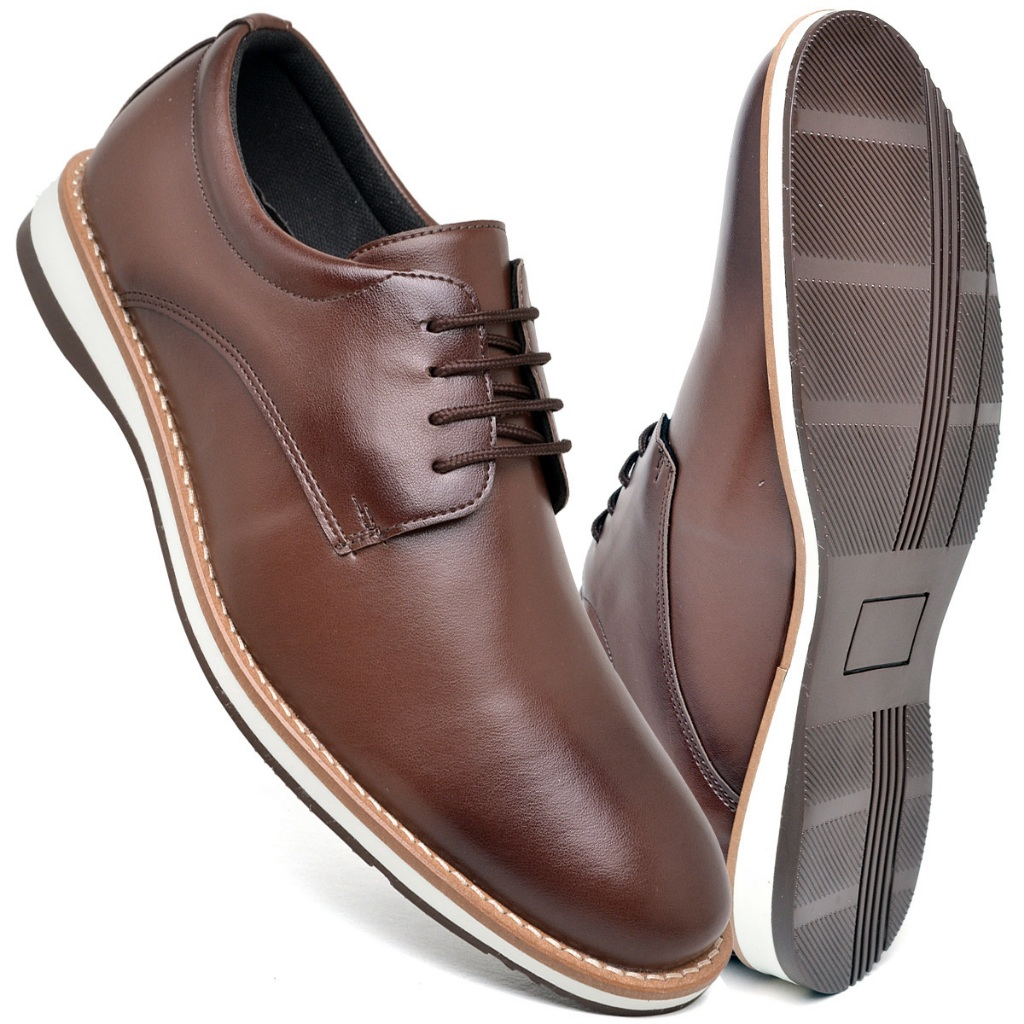 Sapato Casual Masculino Oxford Confortável Sapatenis Social Mocassim Derby Trabalho Padrinho Couro