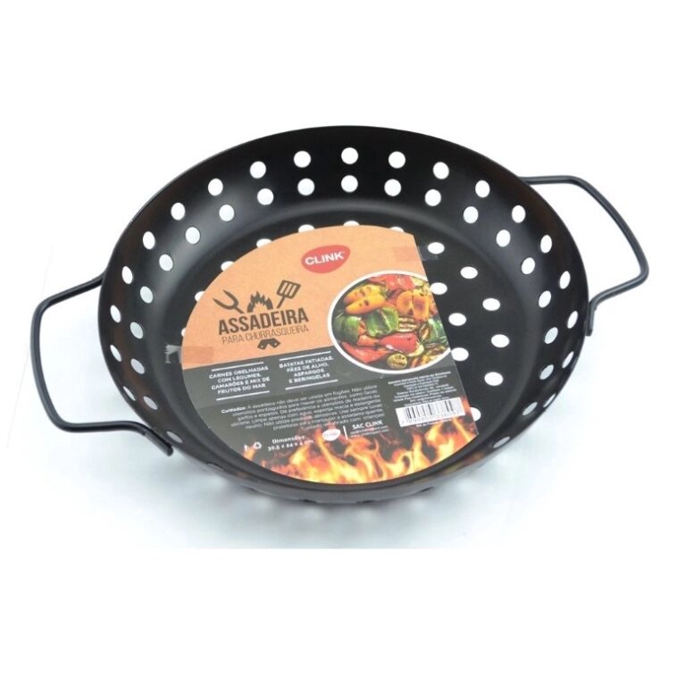 Panela De Churrasqueira P/ Grelhar Legumes Frutos 