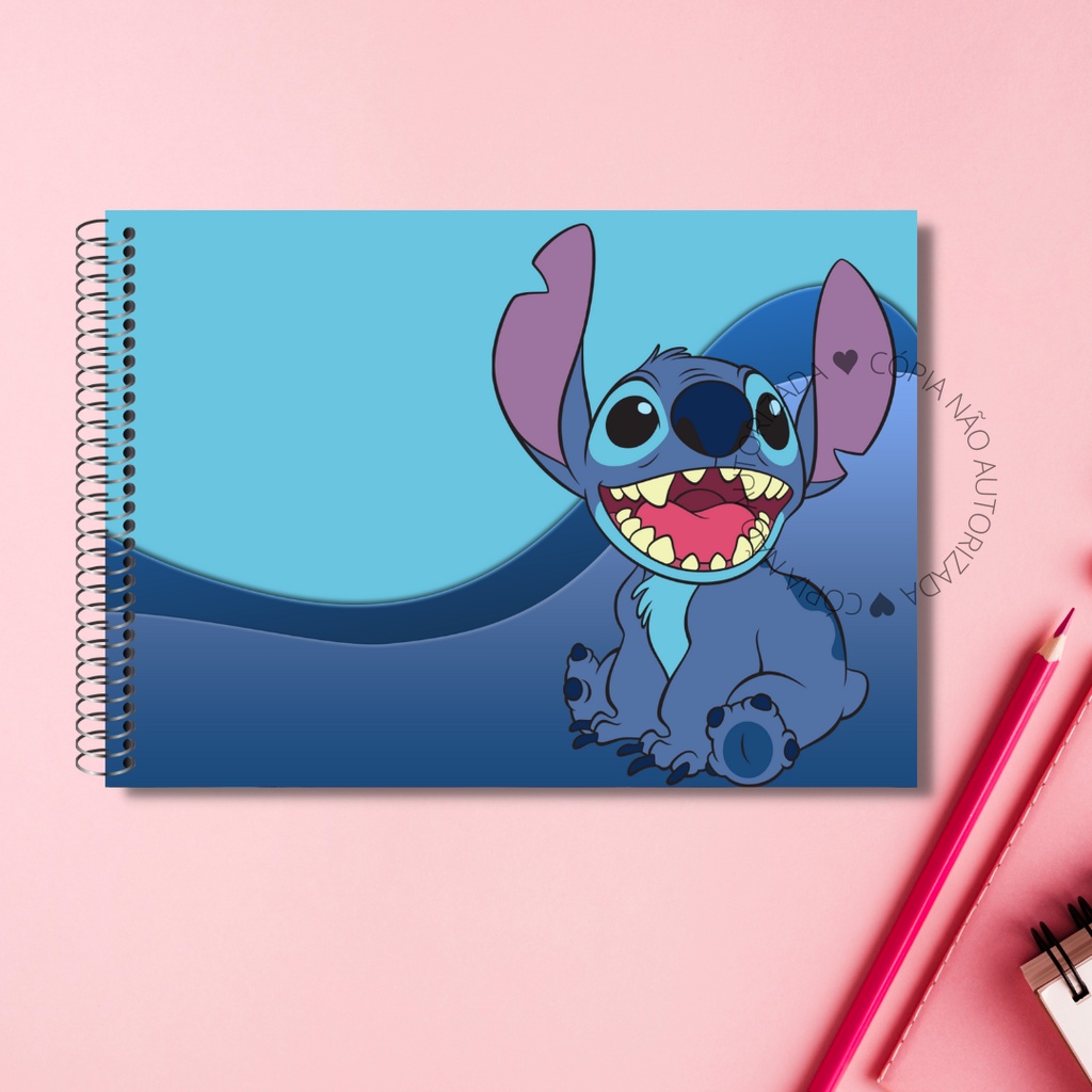 Caderno de Desenho Capa Mole Flexível com 96 folhas – Stitch