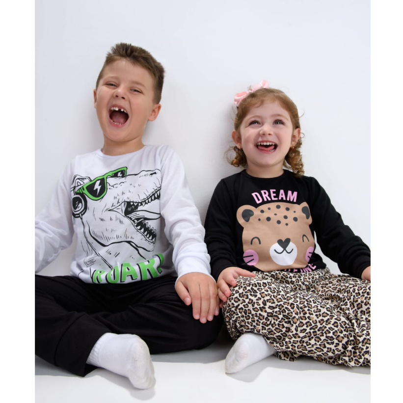 Conjunto Pijama Infantil Manga Longa Menino Menina Inverno Estampa Divertida Qualidade Tamanhos 4 ao
