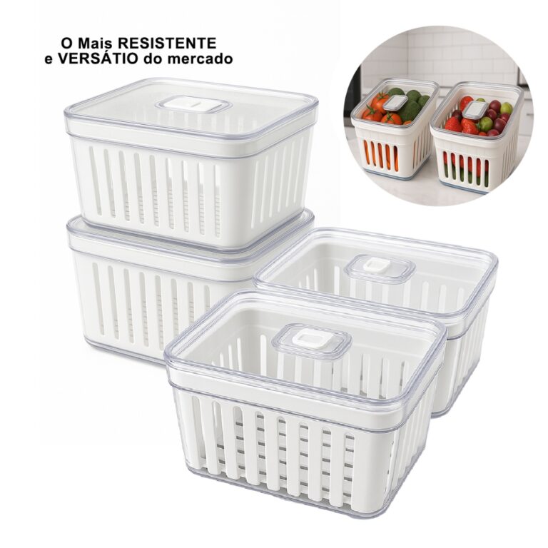 Kit 4 Organizador de Geladeira 3.8 Litros Cesto Co