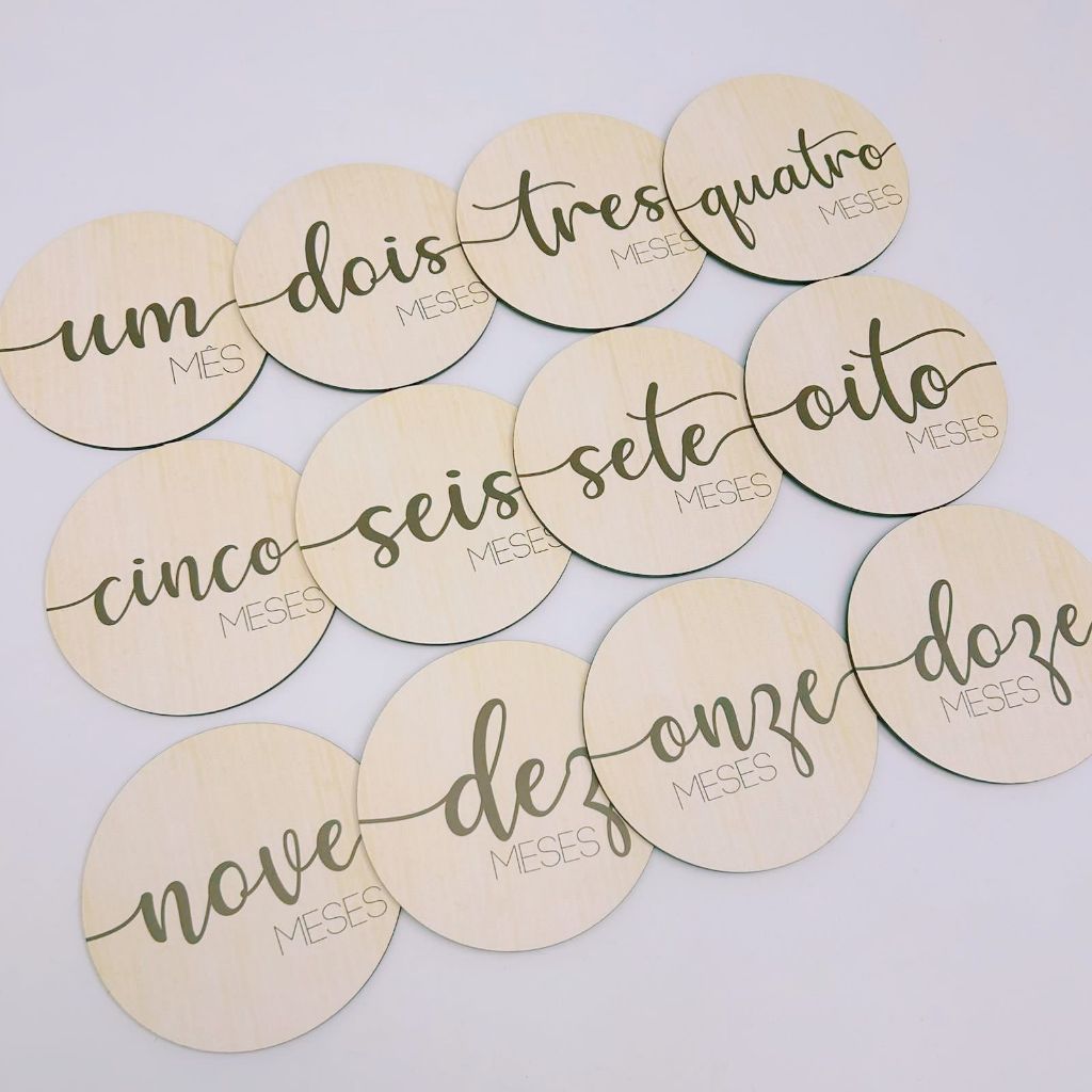 12 Plaquinhas Mêsversário Aniversário Mêses Bebê Decorar Foto