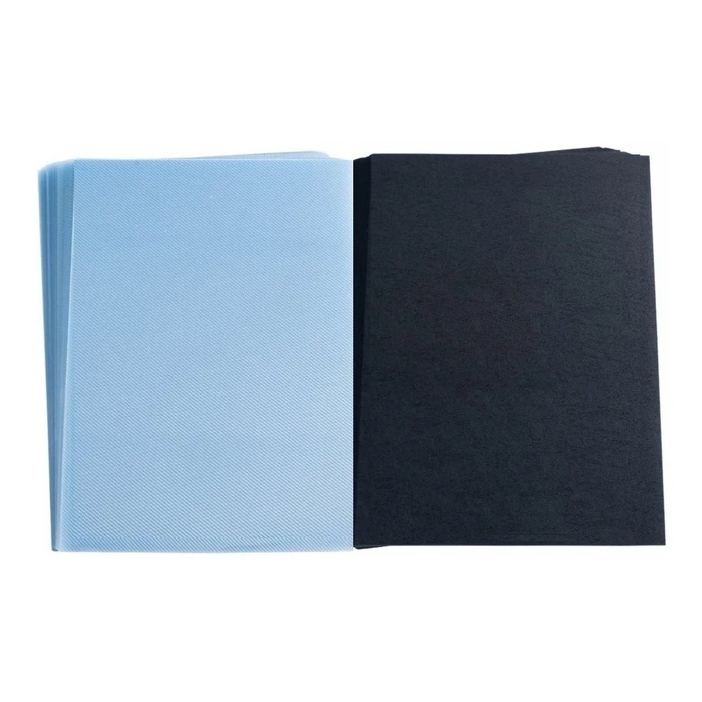 KIT 200 Un Capa Encadernação A4 ( 100 Preta + 100 Cristal Line )