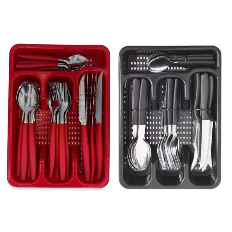 Faqueiro Inox Jogo De Talheres Porta Talher Com 25