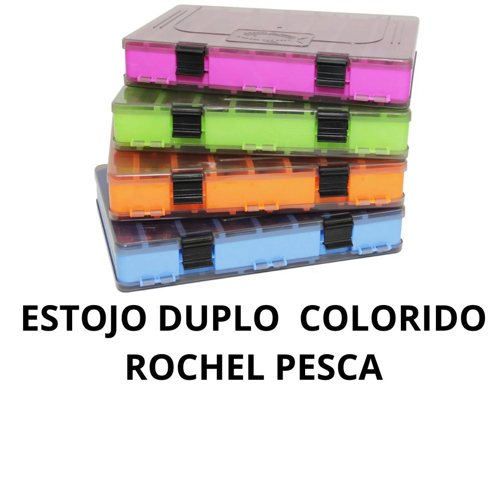 Estojo Coloridos Duplo De Pesca Rochel Pesca Para Iscas Artificiais 16 Divisões