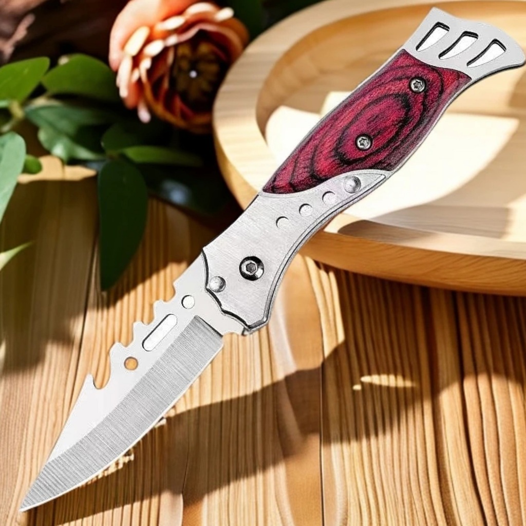 Canivete de Cozinha para FrutasAçoInox Multifuncional Resistente Faca de Madeira Leve Camping Pesca