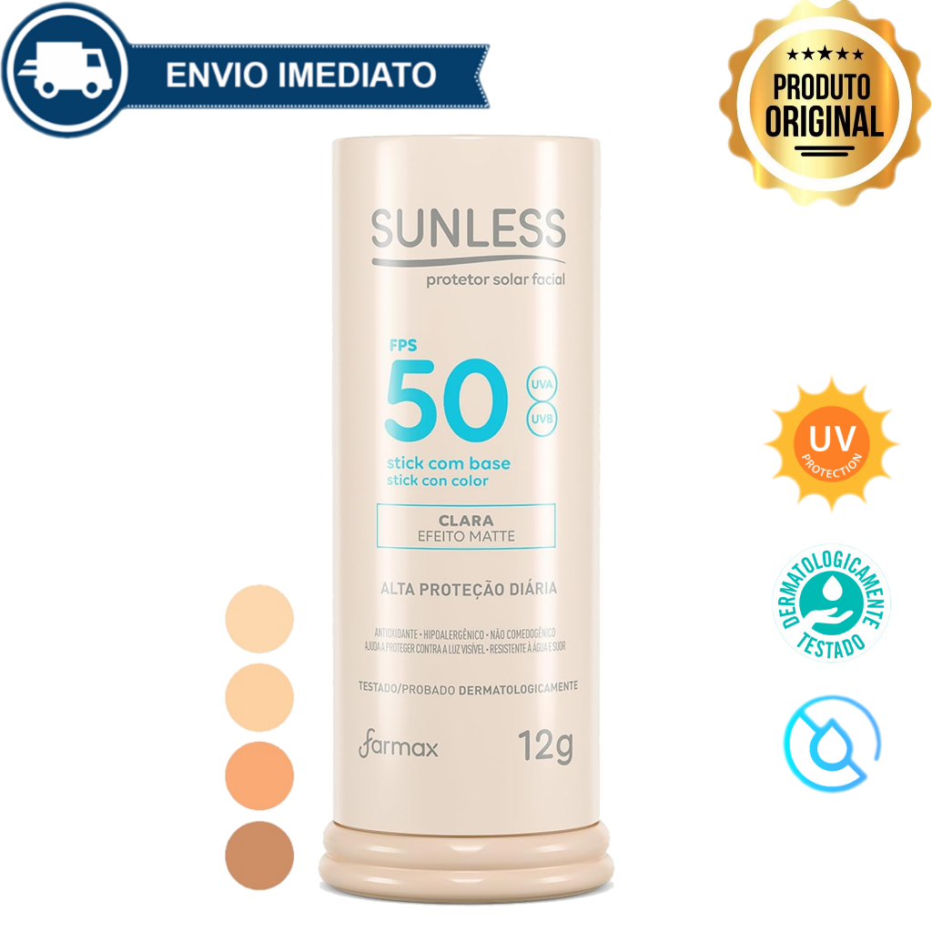 Protetor Solar Facial com Base em Bastão FPS 50 Efeito Matte Sunless Stick Envio Imediato
