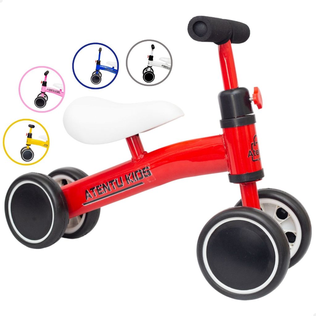 Bicicleta De Equilíbrio Andador Infantil Sem Pedal 4 Rodas