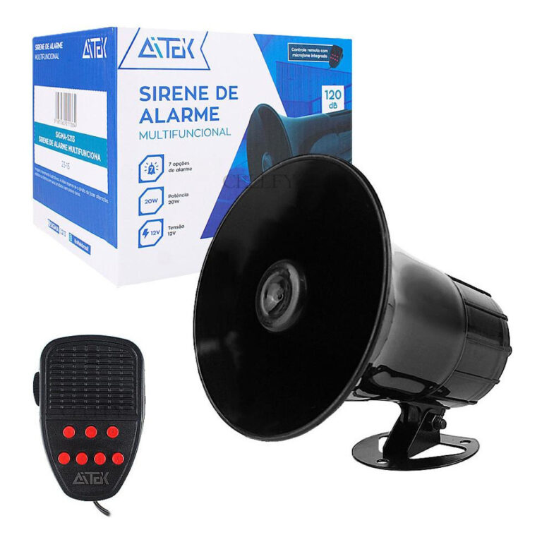 Sirene De Alarme Megafone 7 Tons Carro Moto Escola