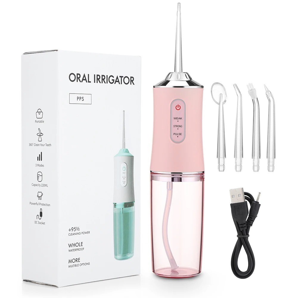 Irrigador Oral Jato dÁgua Rosa Dental Recarregável Portátil Sem Fio Dentes Gengivas Implante Dentári