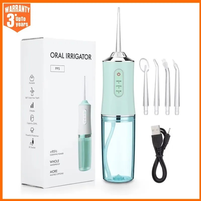 Irrigador Oral Jato de Água Verde Dental Recarregável Portátil Sem Fio Dentes Gengivas Implante Dent