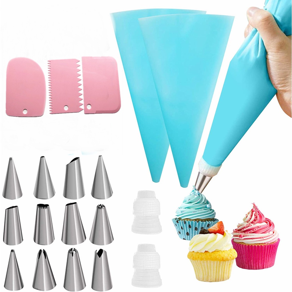 24 Pçs Conjunto De Saco De Confeiteir+ 3 Pçs Espátula Decorativa Artigos de Cozinha