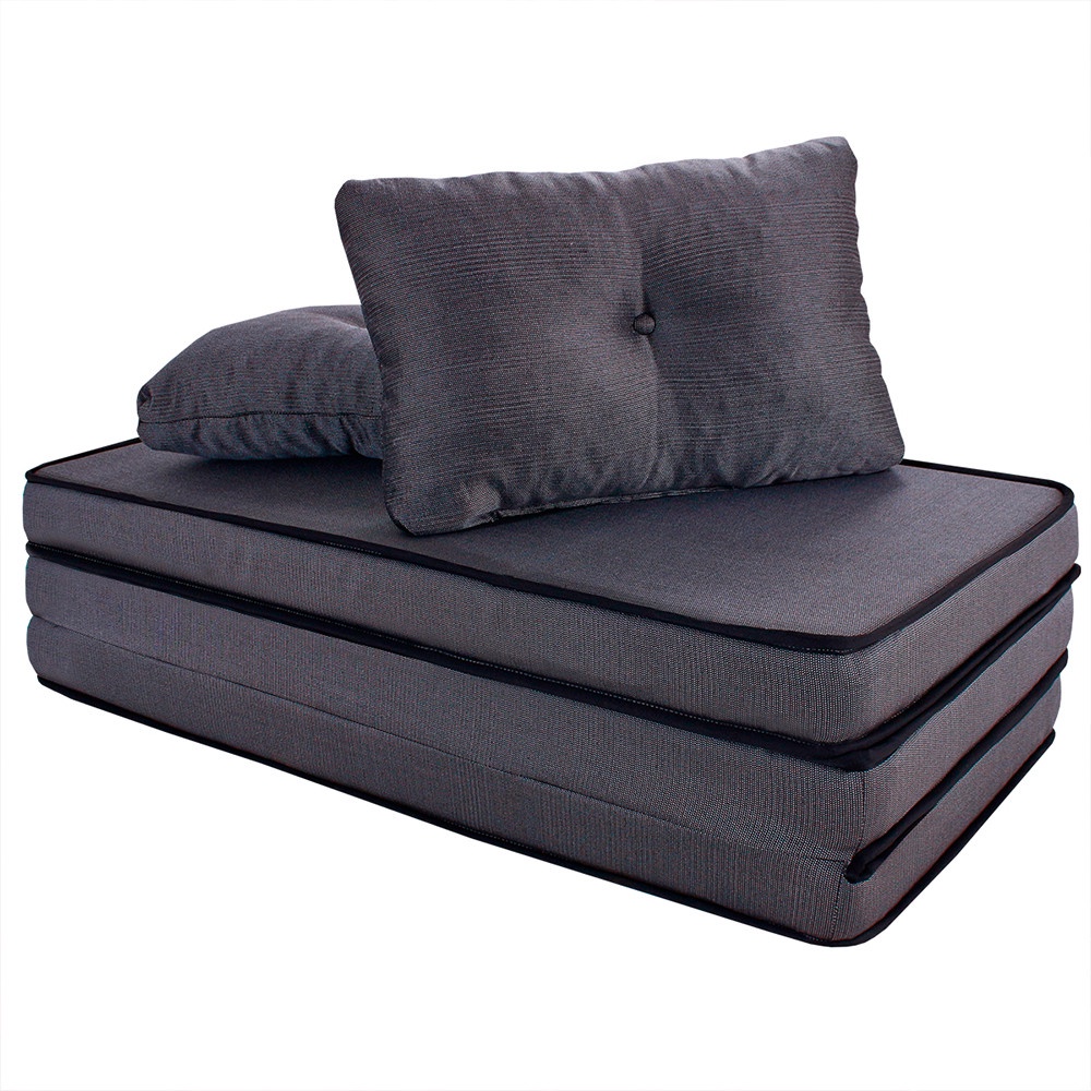 Puff Colchonete Dobrável / Sofa 3 em 1 + 2 Travesseiros Casal BF Colchões