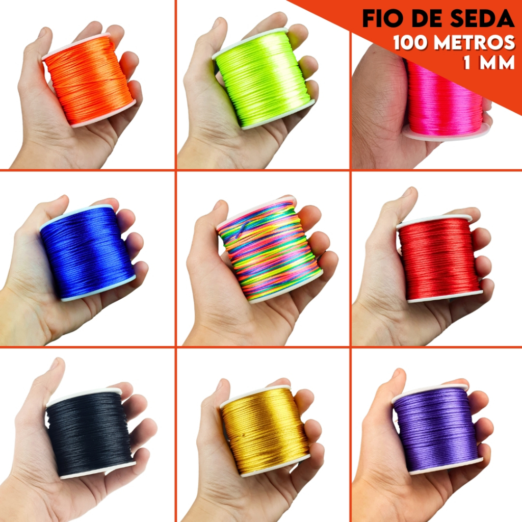 Fio De Seda 1.0 Mm – Cordão Rabo De Rato Diversas Cores – Rolo Com 100 Metros – Nybc