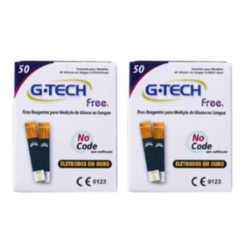 Kit 100 Tiras Reagentes G-Tech Free (2 Frasco C/ 5