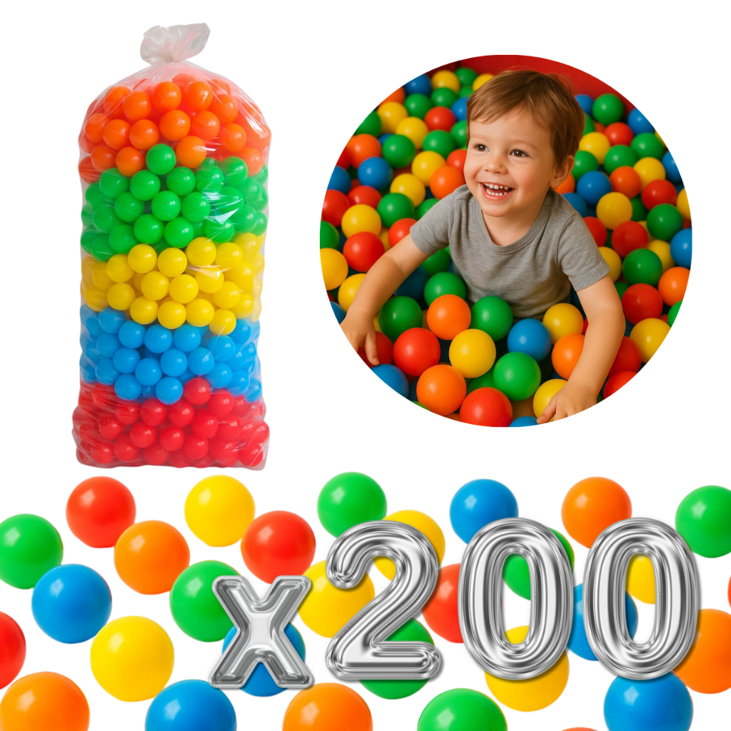 Bolinhas para Piscina 200 Unidades cores sortidas 7cm diâmetro colorido Não Amassa 50/100/150/200