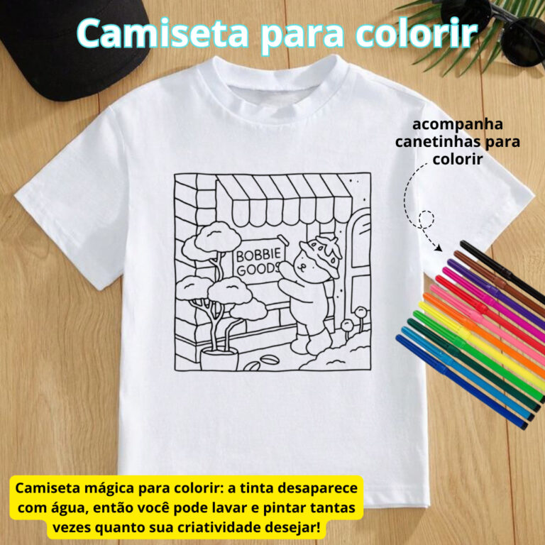 CAMISA CAMISETA BLUSA DESENHO PARA COLORIR COM CAN