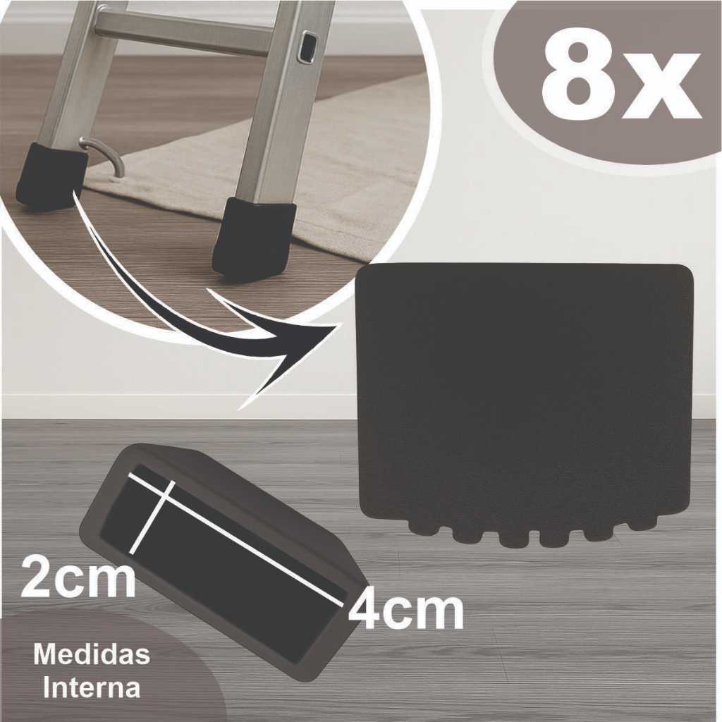 Pe Para Escada Ponteira Sapata Borracha 20x40mm Resistente 8 Pcs
