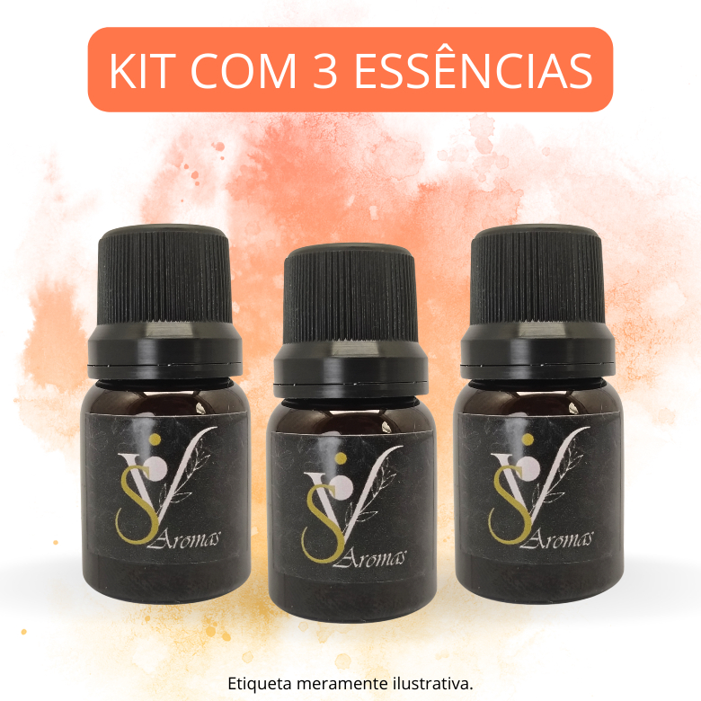 Kit 3 Essência para Aromatizador, Cosméticos, Ambiente e Difusor 10ml (Concentrada à base de óleo)
