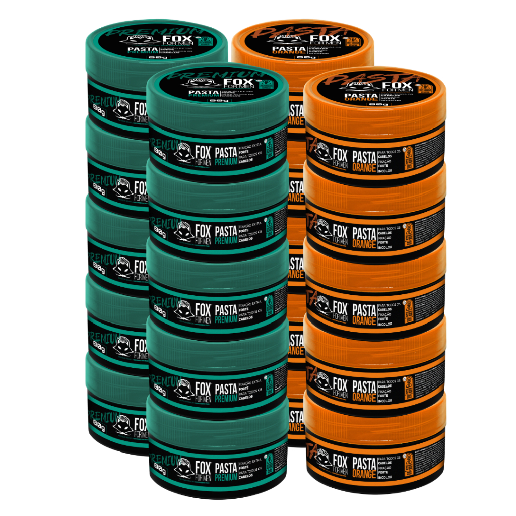 Kit 20 Pasta Modeladora FOX FOR MEN Profissional 80g