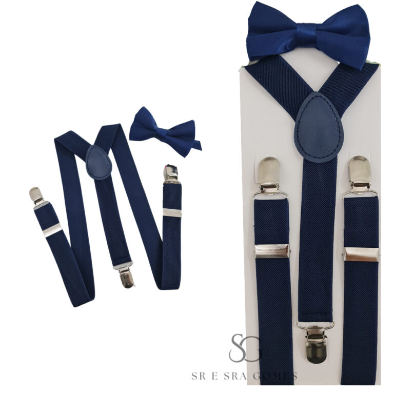 Kit Suspensório Azul Marinho + Gravata Borboleta 