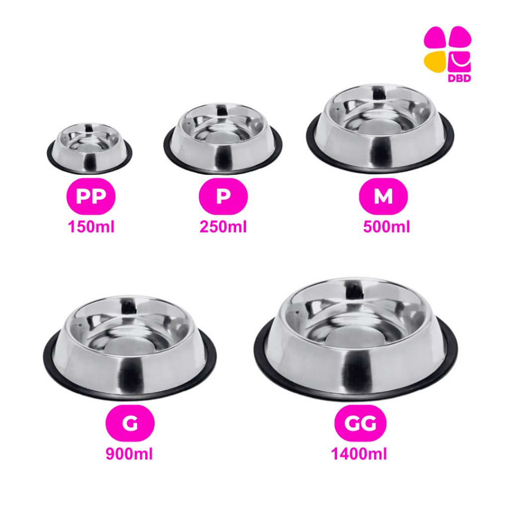 Comedouro e Bebedouro Vasilha Inox para Cães e Gatos – Resistente Mais Vendido –  150ml a 1400ml