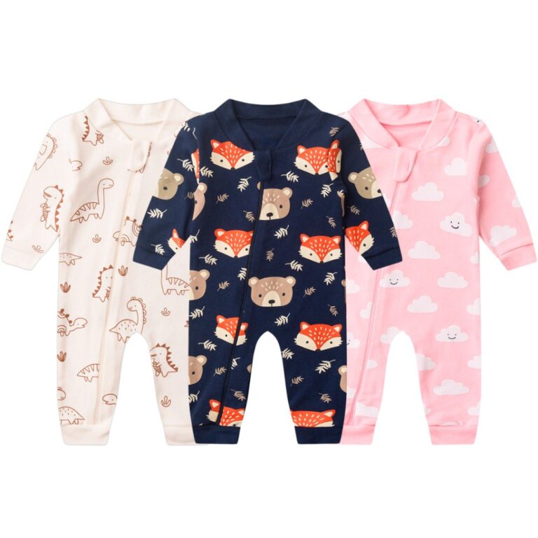 Macacão Bebê sem Pé Suedine Estampado com Zípe