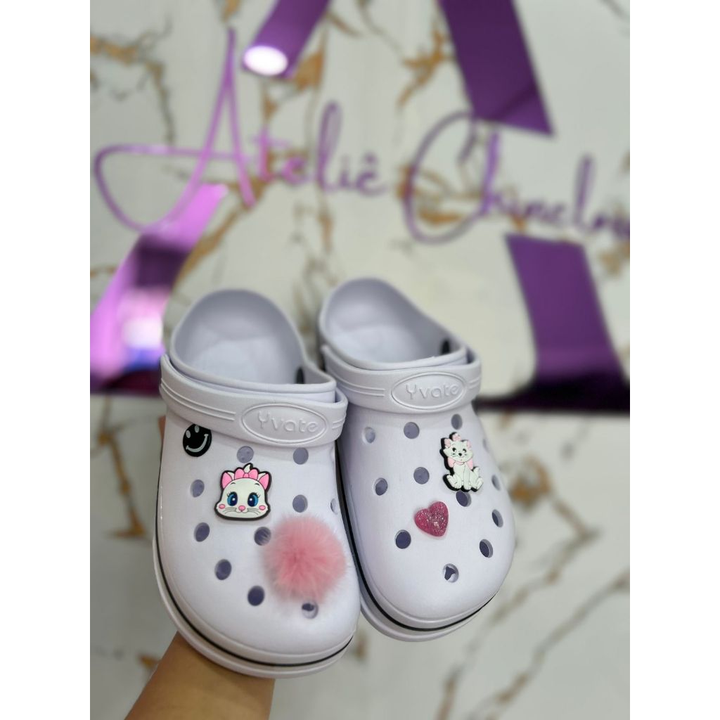 Yvate babuche com listra marie lindo pompom estilo 4 pins conforto