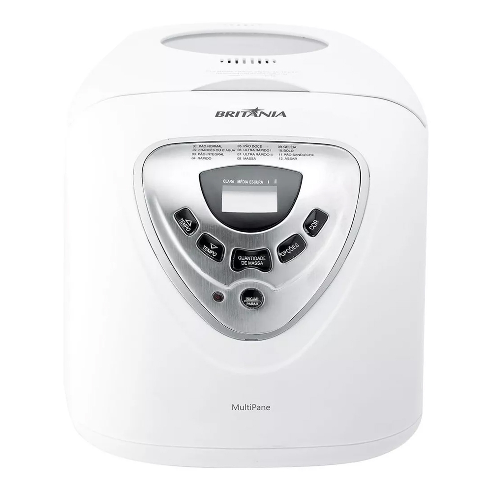 Panificadora 110v Multipane Com 12 programas E Potência De 650w Antiaderente Cor Branca Britânia