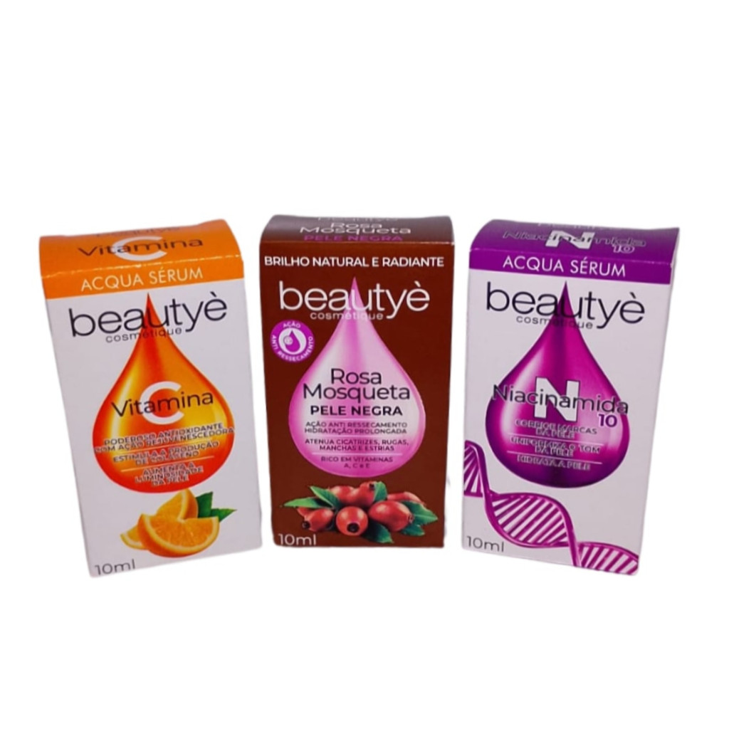 Kit SkinCare Pele Negra Beautyè – Vitamina C + Niacinamida 10% + Rosa Mosqueta 100% Pele Negra | 3×1