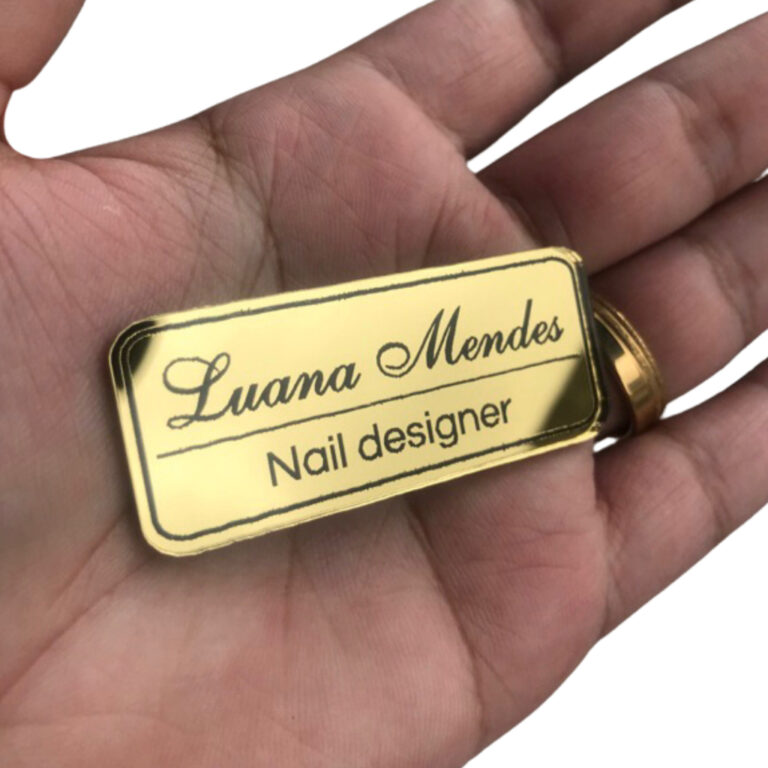 Broche Personalizado Dourado, Prata e Rose Com Nom
