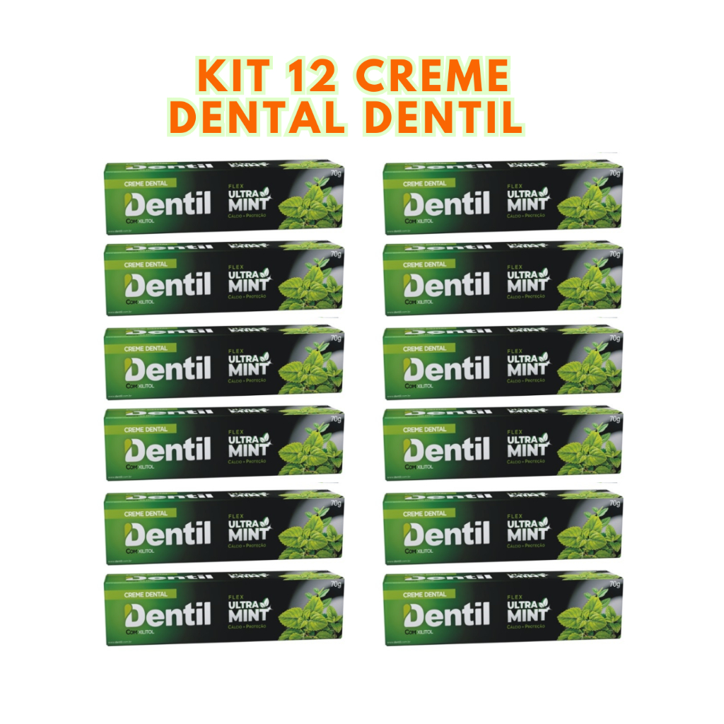 Kit Creme Dental Refrescante ultra mint, power mint, Nature SEM FLUOR Dentil 70g Sem fluor